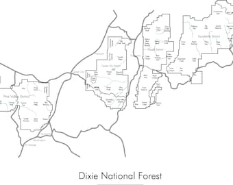 Dixie National Forest Map - 16 x 20