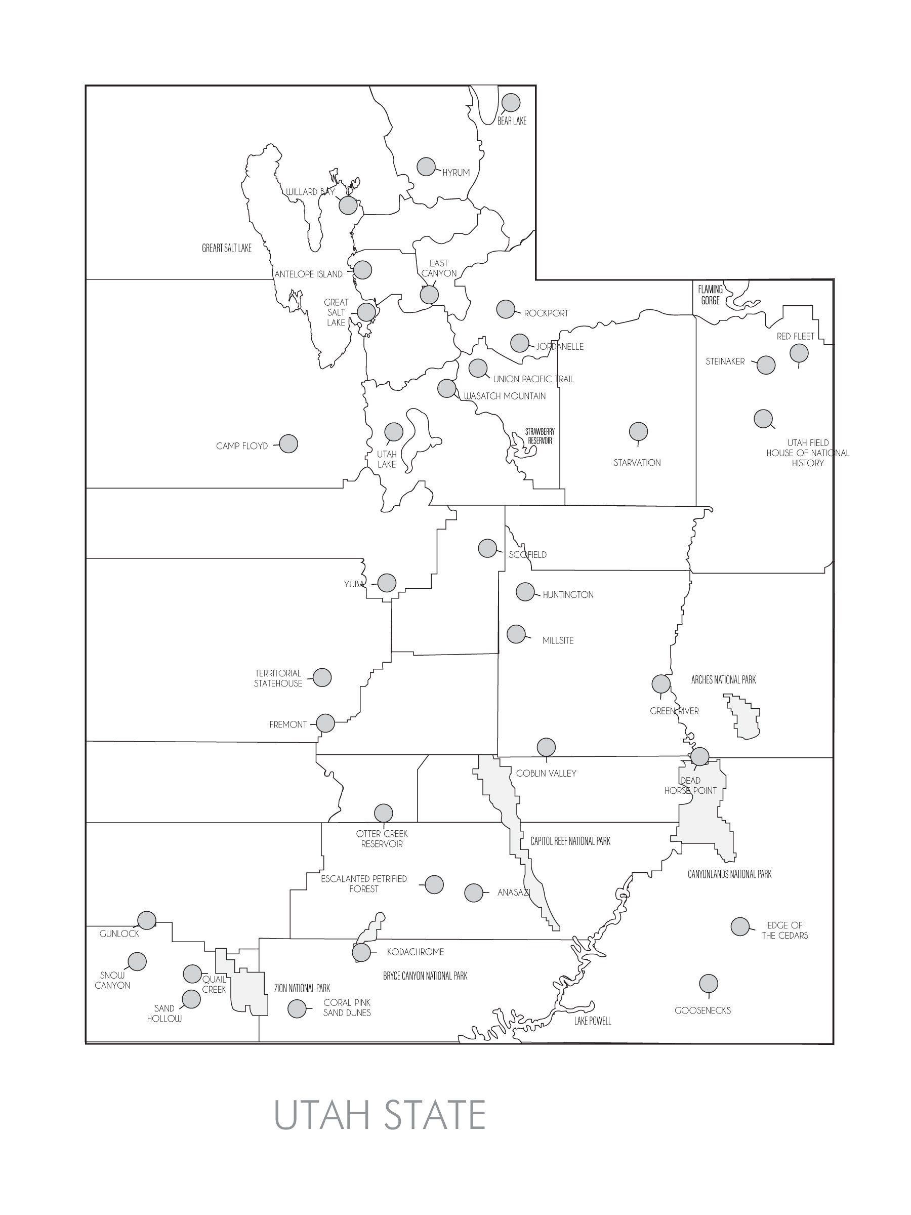 Utah State Parks Map 18 X 24 Inches JPEG &amp; PDF - Etsy