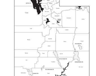 Utah State Map - 16 x 20 inches JPEG & PDF