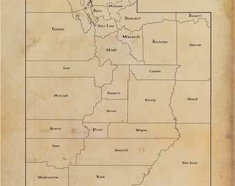 Utah Lord of the Rings Style Map - 16 x 20 inches JPEG & PDF