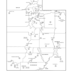 Mappa dei parchi statali dello Utah - 8 x 10 pollici JPEG e PDF