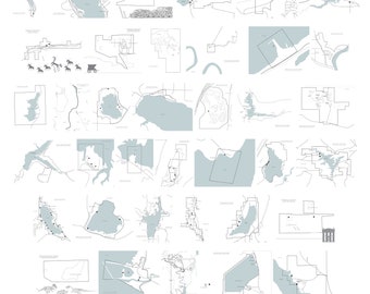 Utah State Park Grid Art - 18 x 24 & Utah State Park Maps - 11 x 14 Maps