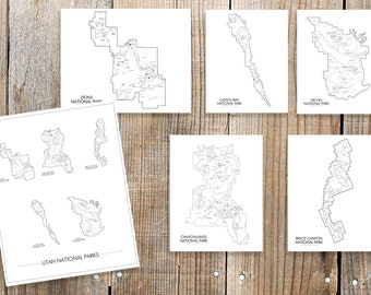 Utah National Park Maps & Utah National Park Grid Map - 16 x 20