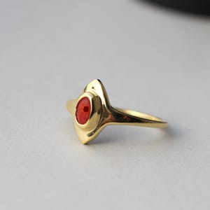 Coral Ring For Women, Silver and Gold Plated, Natural Hole Coral, EU Size 16, US 7