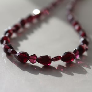 Rhodolite Garnet Necklace – Crystal Cut Gemstone with Teardrop, 925 Sterling Silver, Handmade Rare Statement Jewelry