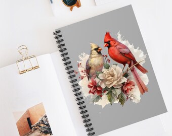 Cardinal and Flower Spiral Notebook - Ruled Line