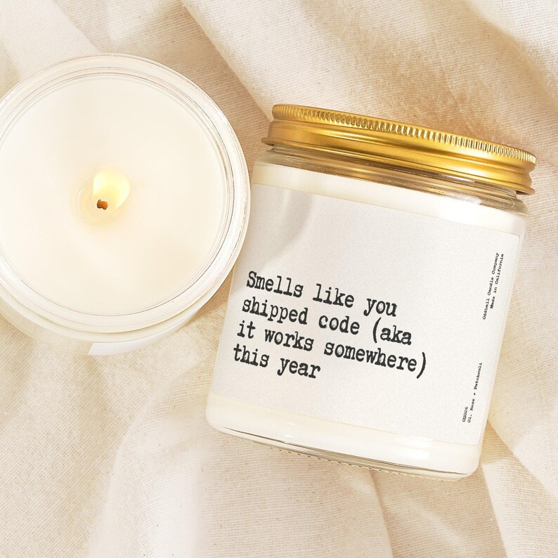 XNJ Software Developer Candle Shipped Code It Works Somewhere Funny Programmer Tech Achievement Holiday Stocking Stuffer Present Gift OH026