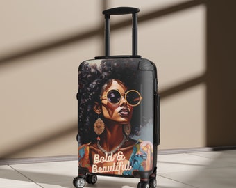 Bold Woman Art Small Suitcase, Adjustable Handle & 360 Wheels