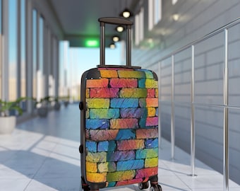 Suitcase,brickwall design, 360 degree  swivel wheels, safety lock, adjustable handle, stylish, gift for him, her,travel suitcase