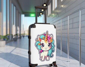 Suitcase,unicorn inspired, unicorn lovers,  fashionable, stylish, gift for youth, young girl, boy, boyfriend, teenager,
