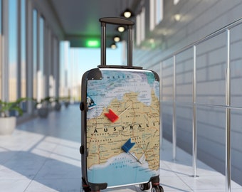Suitcase, Australian map inspired, 360 degree, swivel wheels, adjustable handle, stylish, unique, fashionable, gift for him, her co-worker,