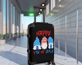 Suitcase,4 th of July inspired, gnome lovers, gnome enthusiasts, gnome inspired, Independance gnomes, gift for him, her,