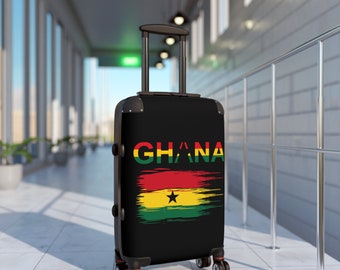 Suitcase, Ghana flag, 360 degree, swivel wheels, adjustable handle, stylish, fashionable,  gift for him, her, co-worker,