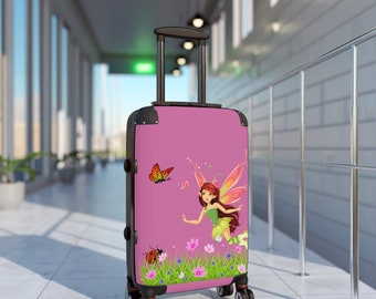 Maleta, inspirada en hadas, floral, flor, naturaleza, entusiastas del jardín, inspirada, 360 grados, tacones giratorios, regalo para él, su compañero de trabajo