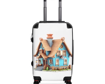 Suitcase, fairytale house, inspired, house inspired, 360 degree, swivel wheels,  fashionable, unique, casual, gift for him, her co-worker,