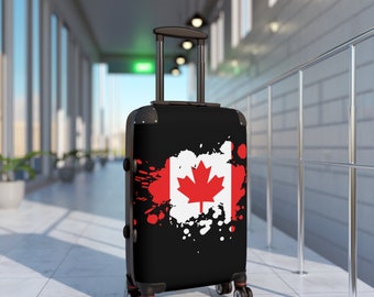 Suitcase,Canadian inspired, Canada flag, stylish, fashionable, unique, 360 degree, swivel wheels, gift for him, her, co-worker