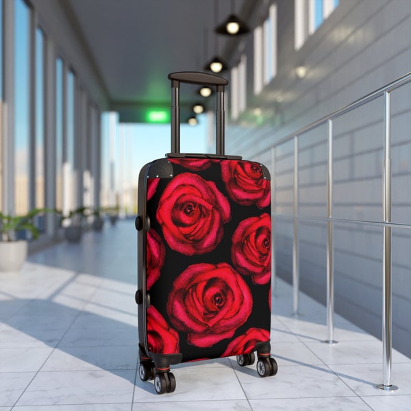 Suitcase, flower lovers, floral, rose flower inspired, fashionable,  360 degree, swivel wheels, gift for him, her co-worker,