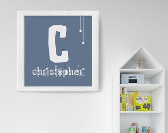 Creative, Funky, Bold Name and Initial Print - Perfect for Nursery, Kid's Room, Playroom - Great for Birthday Gift, Holiday Gift, Baby Gift