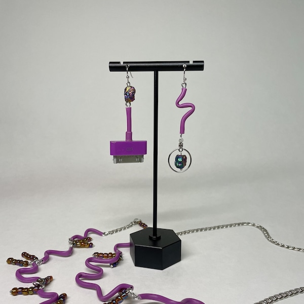 Asymmetrical Electronic iPod Touch Cord Earrings