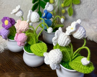 Handmade Crochet Lily of the Valley Potted Plant - Home Decor