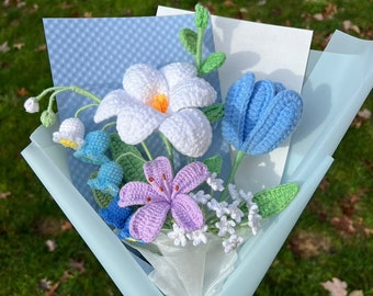 Crochet Blumen Bouquet Handmade, Wohnkultur, fertiges Produkt, Geschenk für sie, Rose, Jahrestag, Geburtstag, Freundin Mutter Tages Schwester