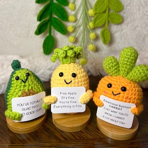 Handmade Crochet mini Caring vegie,Emotional Support sunflower, potato, Positive Affirmation gift for Family/Friends,coworker,Mothers Day 3Ps warm fruits