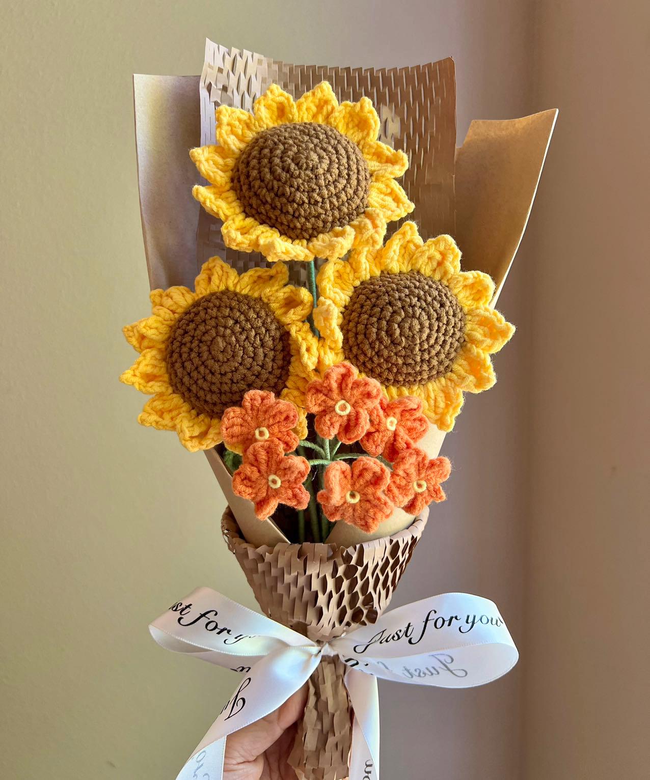 Bouquet de tournesol au crochet, bouquet de fleurs fait à la