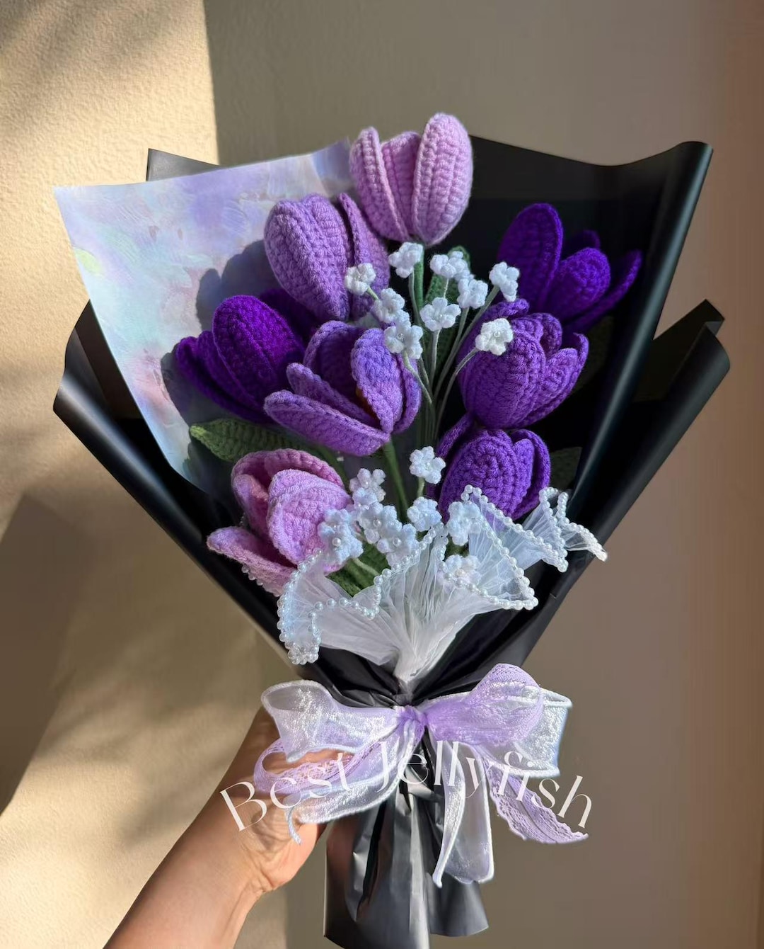 Handmade Crochet Tulip Bouquet: Knitted Flowers Gift for Birthday
