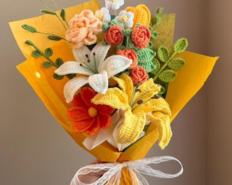 Handmade Crochet Wild Flower Bouquet: Everlasting Floral Gift for