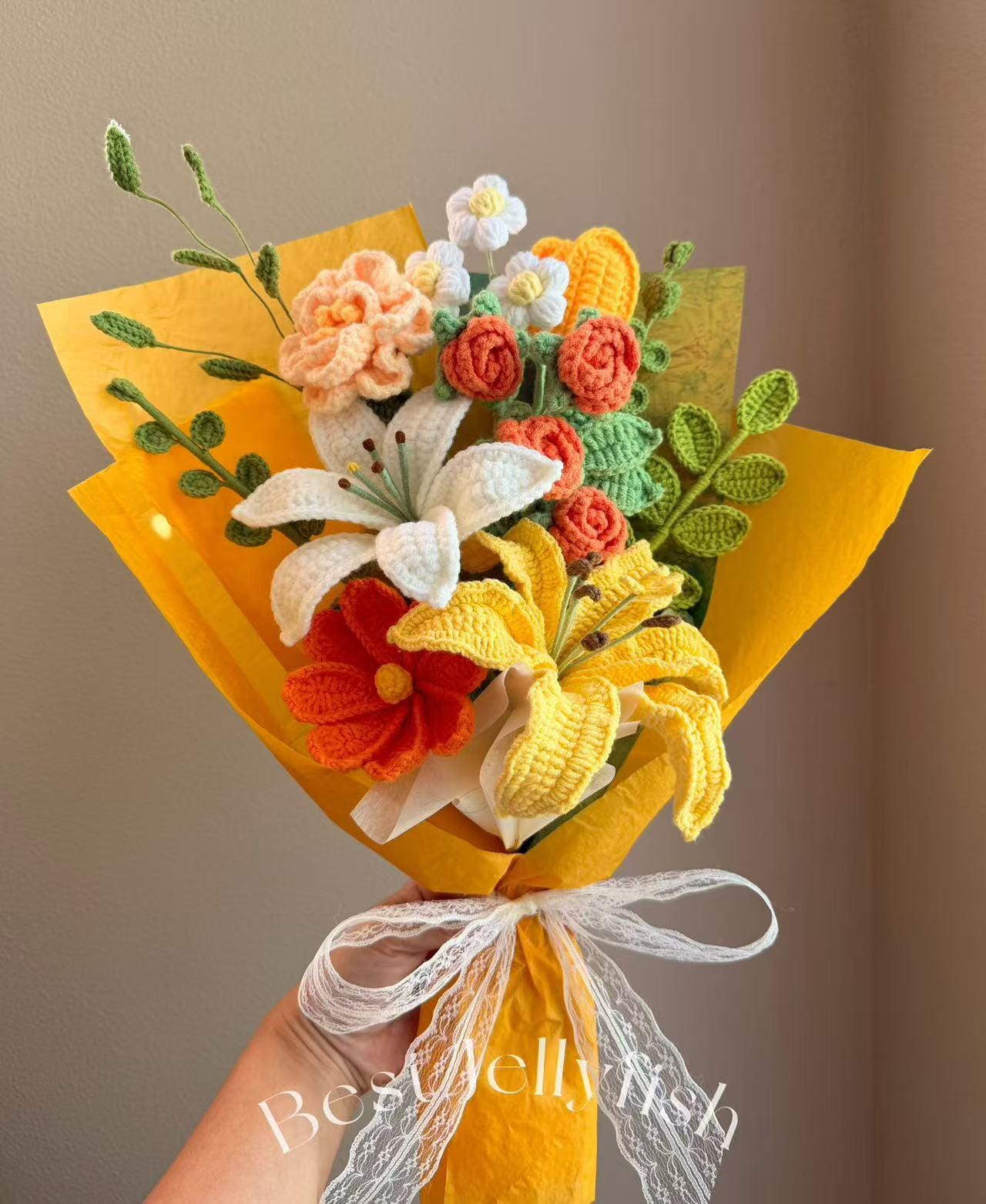 Handmade Crochet Wild Flower Bouquet: Everlasting Floral Gift for