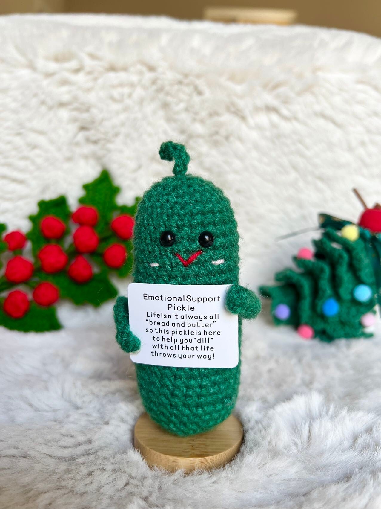 Handmade Emotional-Support Pickled Cucumber Gift,Crochet Emotional