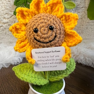 Handmade Crochet mini Caring vegie,Emotional Support sunflower, potato, Positive Affirmation gift for Family/Friends,coworker,Mothers Day Gentle Giant