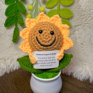 Handmade Crochet mini Caring vegie,Emotional Support sunflower, potato, Positive Affirmation gift for Family/Friends,coworker,Mothers Day Petite Cutie