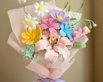 Handmade Crochet Wild Flower Bouquet: Everlasting Floral Gift for