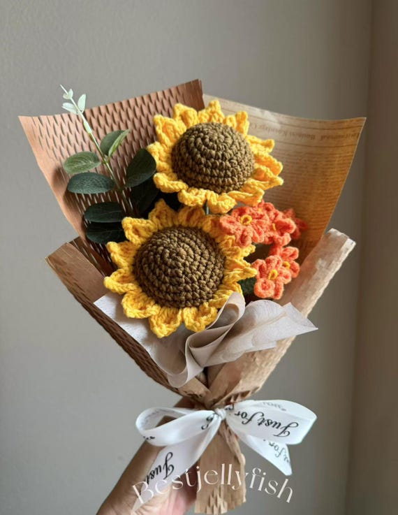 毛糸 花束 手編み ひまわり W70 母の日花インテリア 誕生日 プレゼント