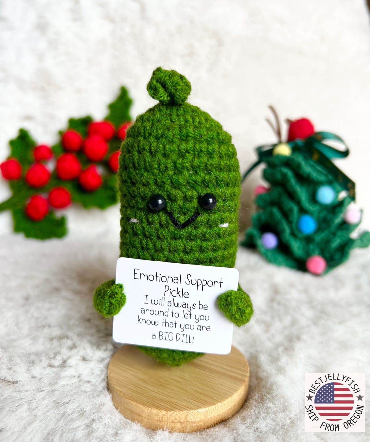 Mini Funny Emotional Support Pickle Gift With Stand, Cute Crochet Positive  Pickle, Send a Hug, Thinking of You, Cheer up Gifts 
