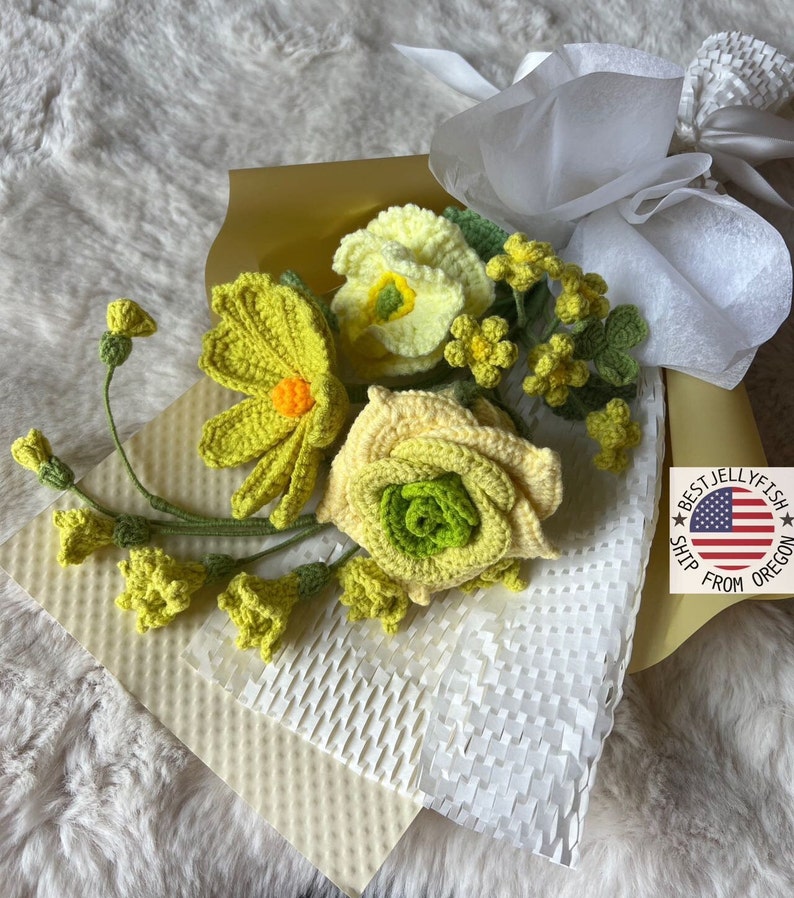 Crochet Flowers Bouquet Christmas Gift Home Decor Handmade Etsy