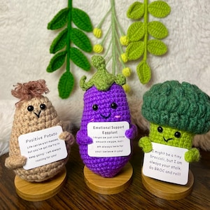 Handmade Crochet mini Caring vegie,Emotional Support sunflower, potato, Positive Affirmation gift for Family/Friends,coworker,Mothers Day 3ps Warm veggies