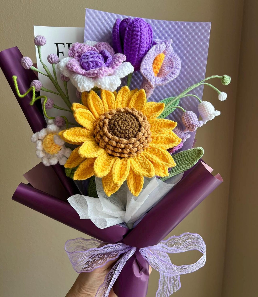 Crochet Flower Bouquet, Crochet Flowers For Graduation Gift