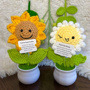 Handmade Crochet mini Caring vegie,Emotional Support sunflower, potato, Positive Affirmation gift for Family/Friends,coworker,Mother’s Day