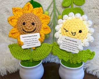 Handmade Crochet mini Caring vegie,Emotional Support sunflower, potato, Positive Affirmation gift for Family/Friends,coworker,Mother’s Day