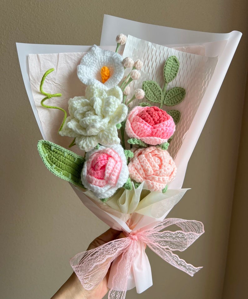 Crochet Flowers Bouquet Handmade, Tulip, Home Decor, Finished Product, Gift For Her, Birthday, Friend, Girlfriend, Mom, Grandma, Graduation My backyard roses
