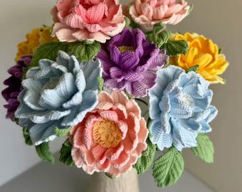 Crochet Daphne Peony, Handmade Cotton Flower, Delicate Double Strand Yarn Peony, Forever Flower, Floral Gift