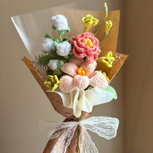 Crochet Flowers Bouquet Handmade, holiday gift, tulip, sunflower, Gift For Her, Birthday, Home Decor, mom,, Girlfriend, Mother&#39;s Day