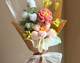 Handmade Crochet Flower Bouquet: Everlasting floral birthday gift for mom, girlfriend, valentines day