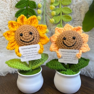 Handmade Crochet mini Caring vegie,Emotional Support sunflower, potato, Positive Affirmation gift for Family/Friends,coworker,Mothers Day image 1