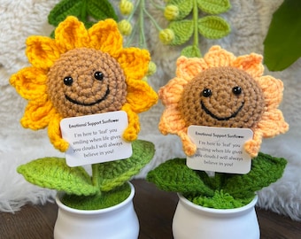 Handmade Crochet Sunflower daisy: Emotional Support Plant Gift, Thank you, Sympathy Gift, Desk decor