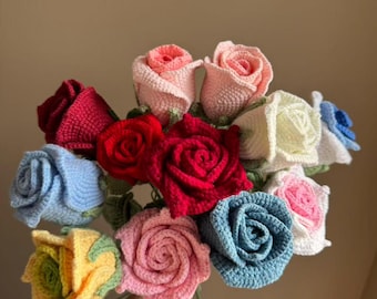 Crochet Rose: Handmade Single Flower, Everlasting Bouquet
