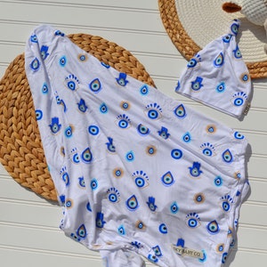 Evil Eye Muslin Fabric by Yard, Cotton Gauze Fabric, Baby Cotton Fabric for  Clothing Swaddle Blanket, Baby Shower Gift