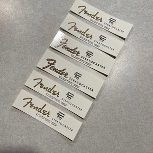 Fender Stratocaster Waterslide Headstock Logo 2 different eras 54-64 and 1965 transition